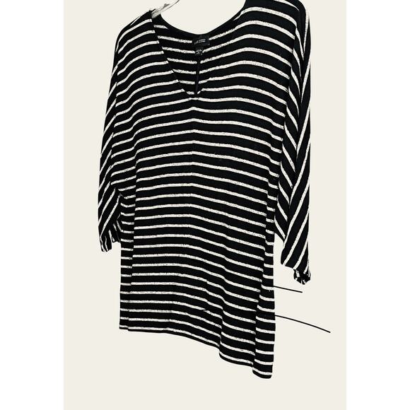 J.JILL WEAREVER 3/4 RAGLAN SLV PULL-OVER BLOUSE, WOMENS, MP, BLACK GREY STRIPES - Picture 4 of 12